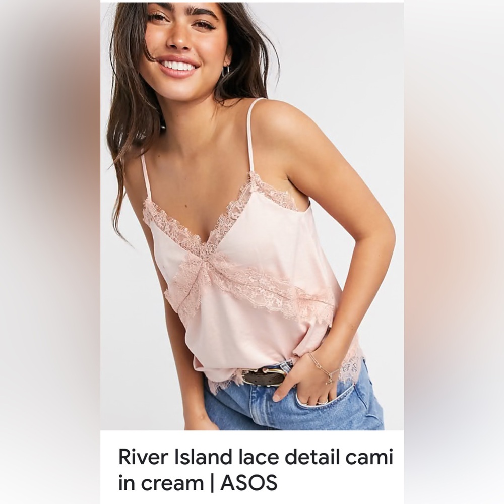 River Island Lace Detail Cami in Mauve to Cream NWT UK SZ 14 converts to US 8 ??